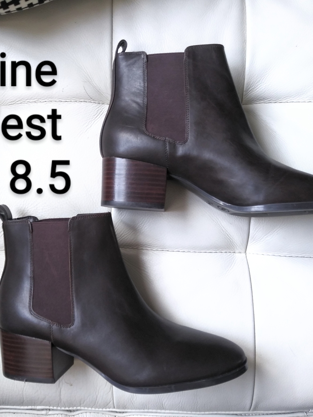 Nine West Dark Brown Leather Chelsea Ankle Boots
